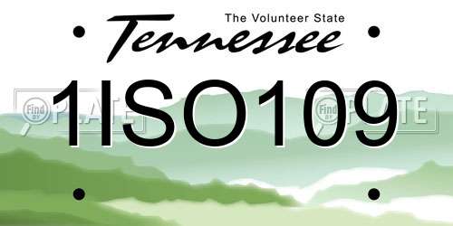 1ISO109 Tennessee License Plate