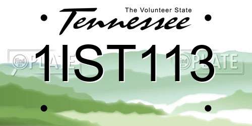 1IST113 Tennessee License Plate