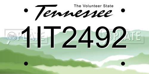 1IT2492 Tennessee License Plate