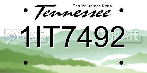 1IT7492 Tennessee License Plate
