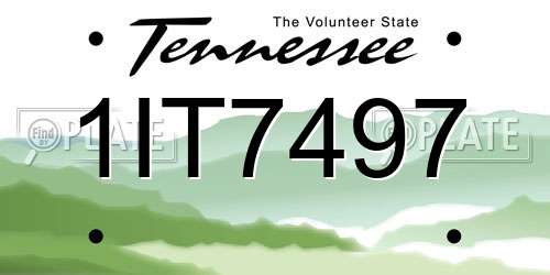 1IT7497 Tennessee License Plate