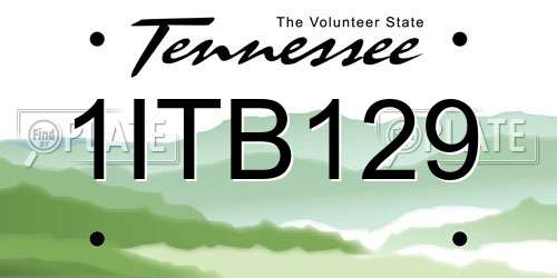1ITB129 Tennessee License Plate