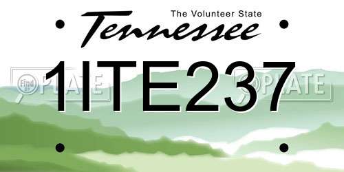 1ITE237 Tennessee License Plate