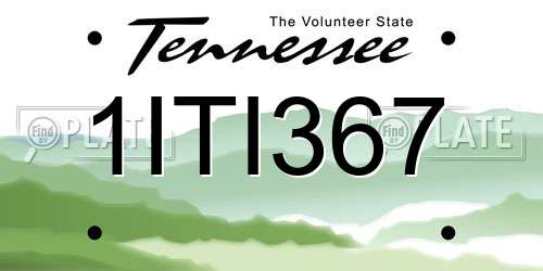 1ITI367 Tennessee License Plate