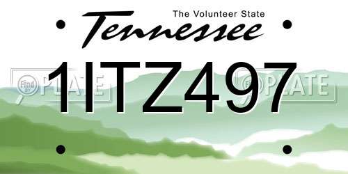 1ITZ497 Tennessee License Plate