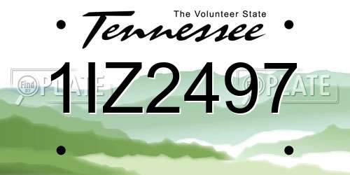 1IZ2497 Tennessee License Plate