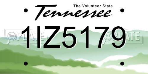 1IZ5179 Tennessee License Plate
