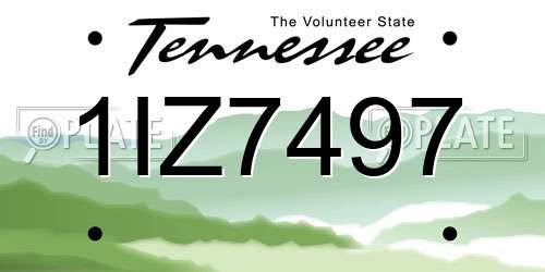 1IZ7497 Tennessee License Plate