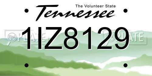 1IZ8129 Tennessee License Plate