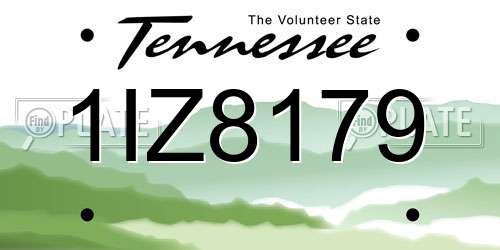 1IZ8179 Tennessee License Plate