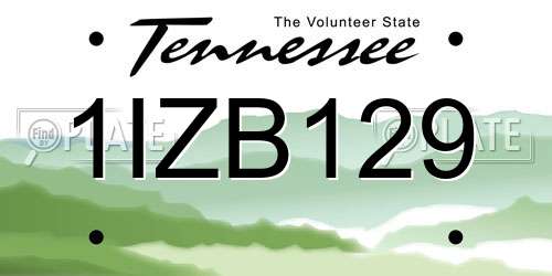 1IZB129 Tennessee License Plate
