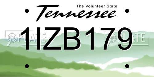 1IZB179 Tennessee License Plate