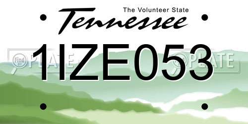 1IZE053 Tennessee License Plate