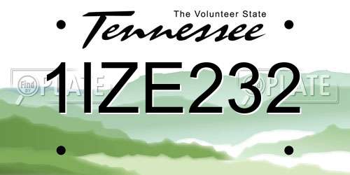 1IZE232 Tennessee License Plate
