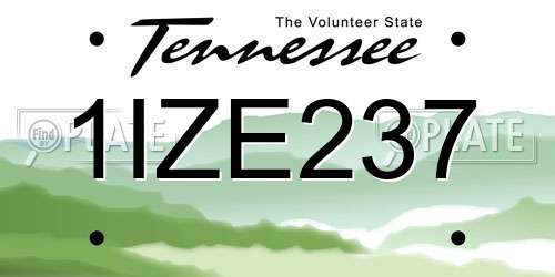 1IZE237 Tennessee License Plate