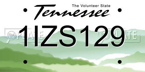 1IZS129 Tennessee License Plate