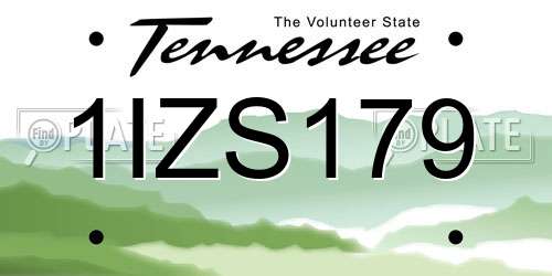 1IZS179 Tennessee License Plate