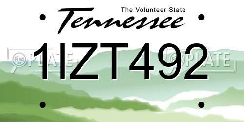 1IZT492 Tennessee License Plate