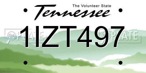 1IZT497 Tennessee License Plate