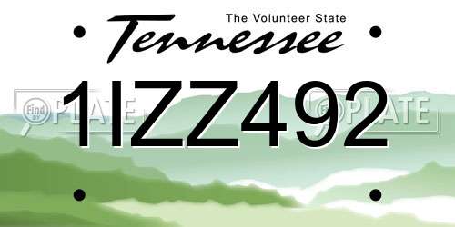 1IZZ492 Tennessee License Plate