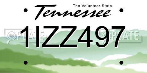 1IZZ497 Tennessee License Plate