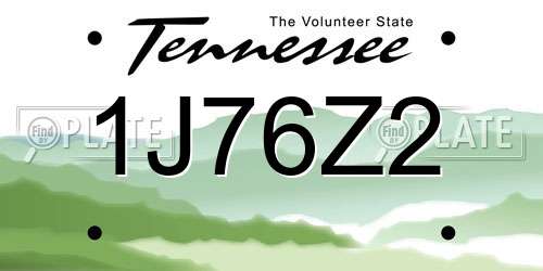1J76Z2 Tennessee License Plate
