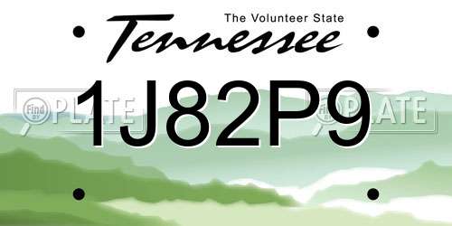 1J82P9 Tennessee License Plate