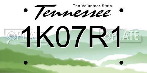1K07R1 Tennessee License Plate