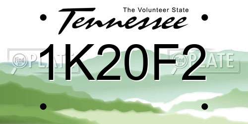 1K20F2 Tennessee License Plate