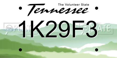 1K29F3 Tennessee License Plate