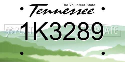 1K3289 Tennessee License Plate