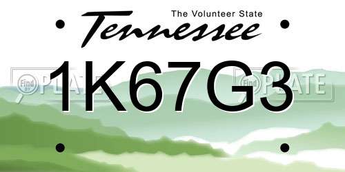 1K67G3 Tennessee License Plate
