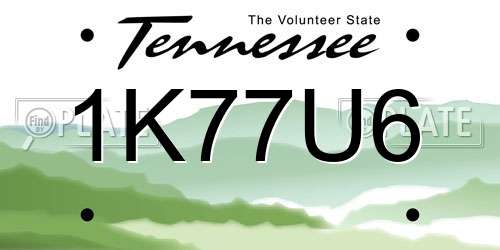 1K77U6 Tennessee License Plate