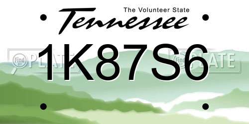 1K87S6 Tennessee License Plate