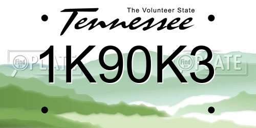 1K90K3 Tennessee License Plate