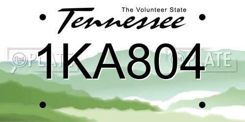1KA804 Tennessee License Plate