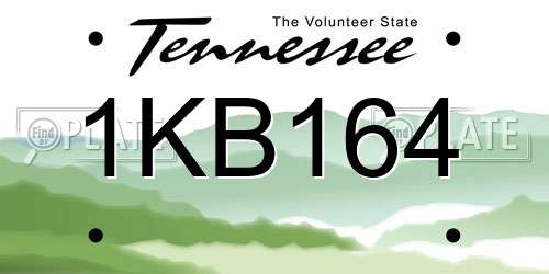 1KB164 Tennessee License Plate