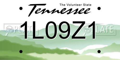 1L09Z1 Tennessee License Plate