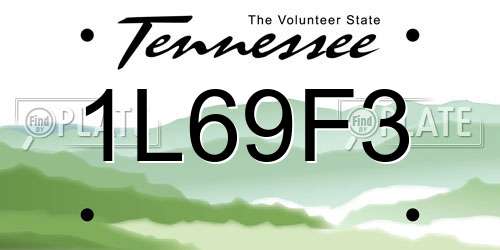 1L69F3 Tennessee License Plate