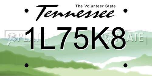 1L75K8 Tennessee License Plate