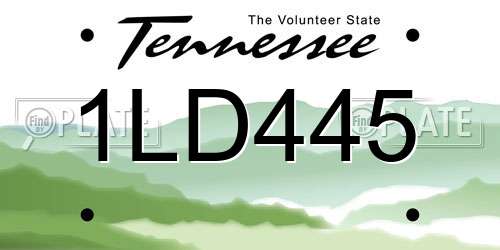 1LD445 Tennessee License Plate