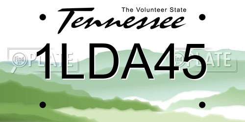 1LDA45 Tennessee License Plate