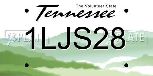 1LJS28 Tennessee License Plate