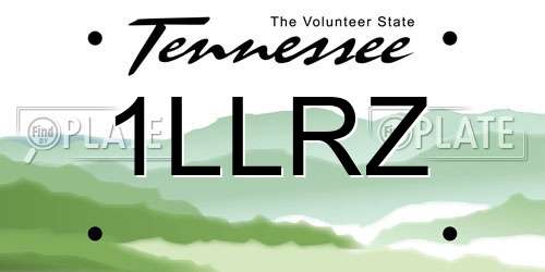 1LLRZ Tennessee License Plate