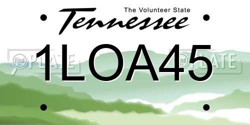 1LOA45 Tennessee License Plate