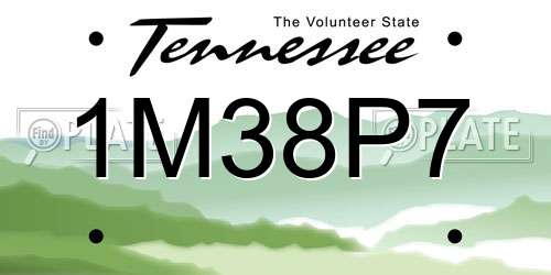 1M38P7 Tennessee License Plate