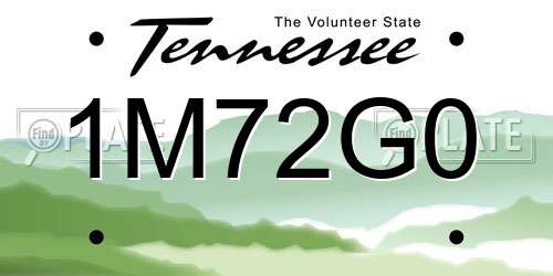 1M72G0 Tennessee License Plate