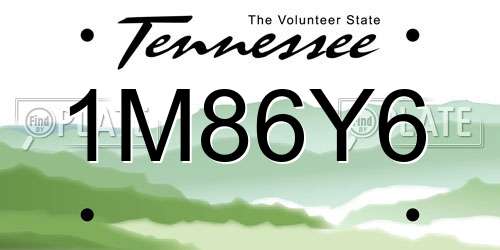 1M86Y6 Tennessee License Plate
