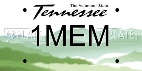 1MEM Tennessee License Plate