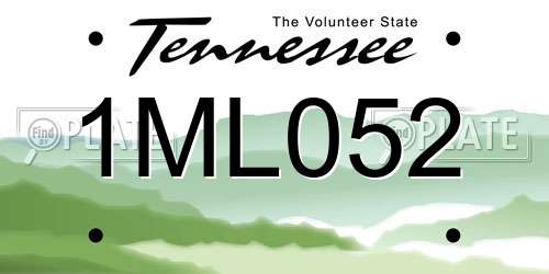 1ML052 Tennessee License Plate